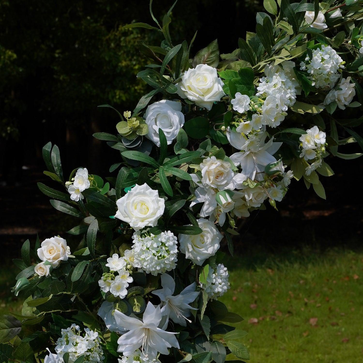 Simulated Huasen White Rose Wedding Corner Arch Decoration(No Stand)